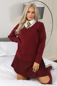 only tease paige f college uniform thigh high socks