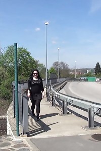 Public Pissing For Good-looking Black Haired Honey