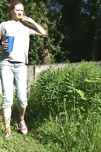 Fabulous Lena June Nervously Pisses Outdoors