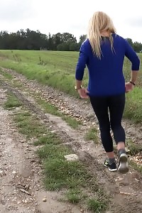 Fascinating Blonde In Blue Pisses Outdoors