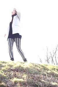 Kinky Blonde In Glasses Squats To Pee Outside