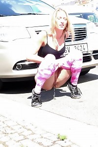 Public Peeing For Delightful Blonde In The City