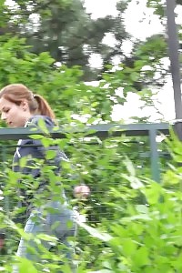 Fascinating Brunette Pisses Near Tennis Courts