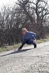 Good-looking Ginger Antonia Sainz Pisses Outside