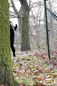 Plumpy Doll Squats Outside To Piss Outdoor