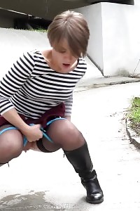 Hirsute Lady Pisses In The Mid Of A Path