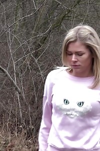 Light-haired Beauty Claudia Pisses Down A Drain Outside