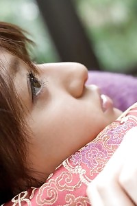 Asian Darling Poses In Her Guipure Dress And Whip Off Her Nice Breasts