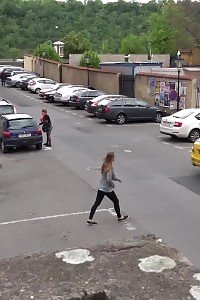 Magnificent Brunette Pisses In The Middle Of The City