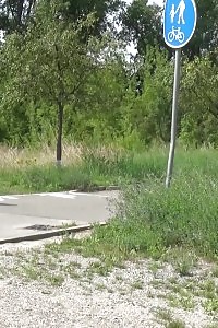 Light-haired Needs To Pee When She Is Rollerskating