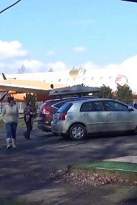 Magnificent Black-haired Pisses In Public By The Airport