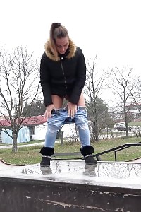 Good-looking Chick Naomi Bennet Pisses In A Puddle