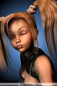 Virtual Girl In Her Sexy Black Shorts And Nylons