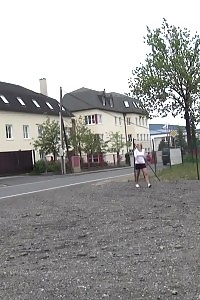 Good-looking Nag Pisses Onto A Pile Of Rubble