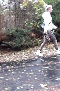 Sensational Blonde Minx Pissing In Public Near Buildings