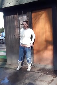 Magnificent Black-haired Pisses In Public By The Airport