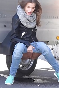 Outstanding European Squats By A Trailer To Pee