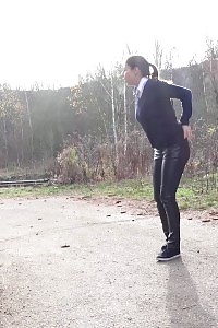 Antonia Sainz Holds Her Cunt And Pissing Outside