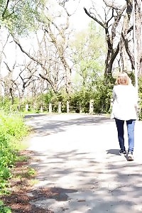 Delightful Female In Denims Pisses Outside