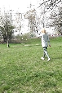 Pees In Public For Adorable Blonde Debora