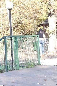 Dazzling Dark Haired Doll Pisses Over The Decking