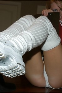 Sea Loves To Demonstrate Her Sexy Socks And Panties On The Floor