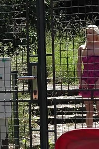 Magnificent Blonde Pisses Near The Tennis Court