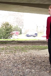 Desirable Doll Pees On Stones Outside