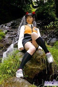 Asian Minx In Pigtails And Outfit Displays Her Hairy Cunt And Her Lovely Toys