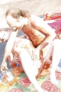 Slender Blonde Mommie Coated In Chocolate Having Sex By The Pool