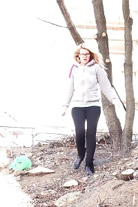 Delightful Light-haired In Glasses Pisses Over The Ground