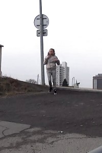 Heartwarming Brunette Peeing On An Industrial Estate