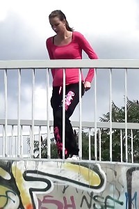 Black-haired Pulls Down Panties To Piss In Public